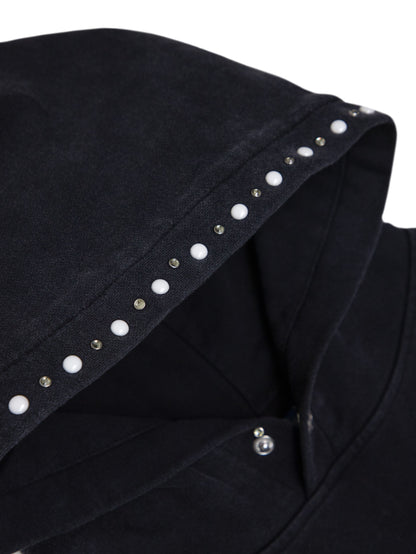 【VANDY THE PINK - ヴァンディー・ザ・ピンク】TWO FLOWER BUCKLE STUDDED HOODIE / BLACK (パーカー/ブラック)
