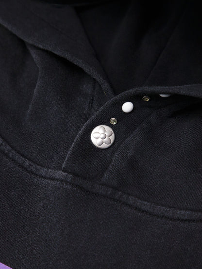 【VANDY THE PINK - ヴァンディー・ザ・ピンク】TWO FLOWER BUCKLE STUDDED HOODIE / BLACK (パーカー/ブラック)