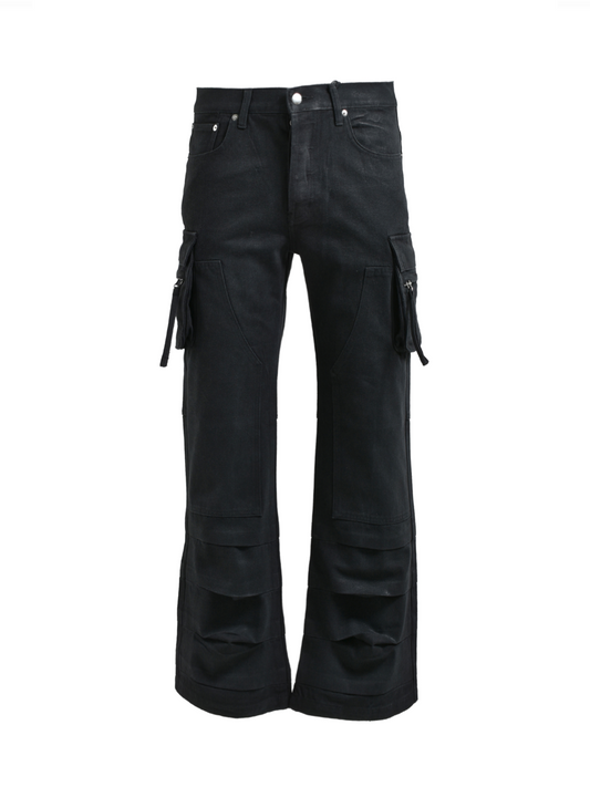 【BREATH - ブレス】  COATING DOUBLE KNEE FLARE DENIM / BLACK（パンツ/ブラック)