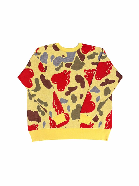 【EMOTIONALLY UNAVAILABLE - エモーショナリー アンアベイラブル】HEART CAMO KNIT / BEIGE (ニット/ベージュ)