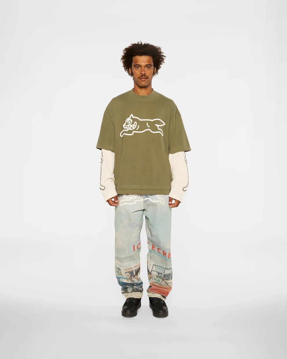 【ICE CREAM - アイスクリーム】BONES WASHED LS T-SHIRT / FOURLEAF CLOVER (Tシャツ/フォーリーフクローバー)