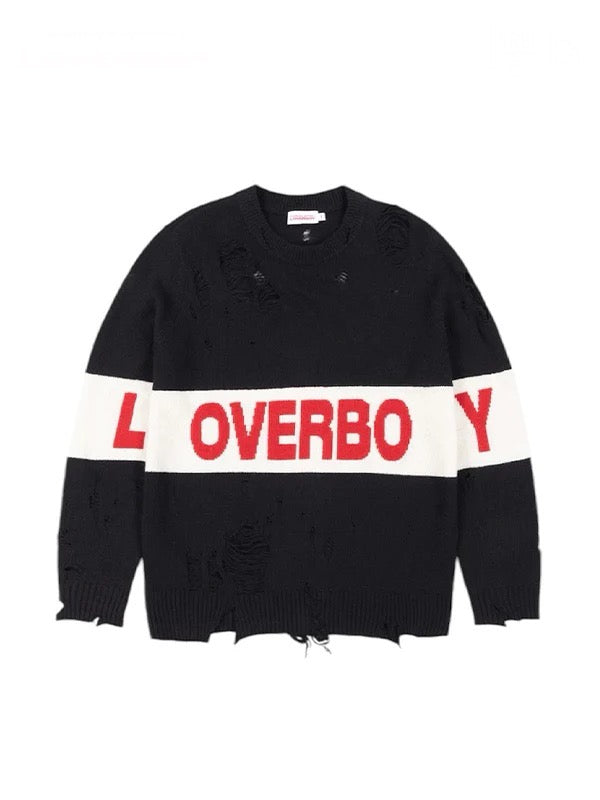 【Charles Jeffrey Loverboy - チャールズ ジェフリー ラバーボーイ】DISTRESSED LOVERBOY LOGO JUMPER / BLACK (セーター/ブラック)