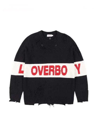 【Charles Jeffrey Loverboy - チャールズ ジェフリー ラバーボーイ】DISTRESSED LOVERBOY LOGO JUMPER / BLACK (セーター/ブラック)