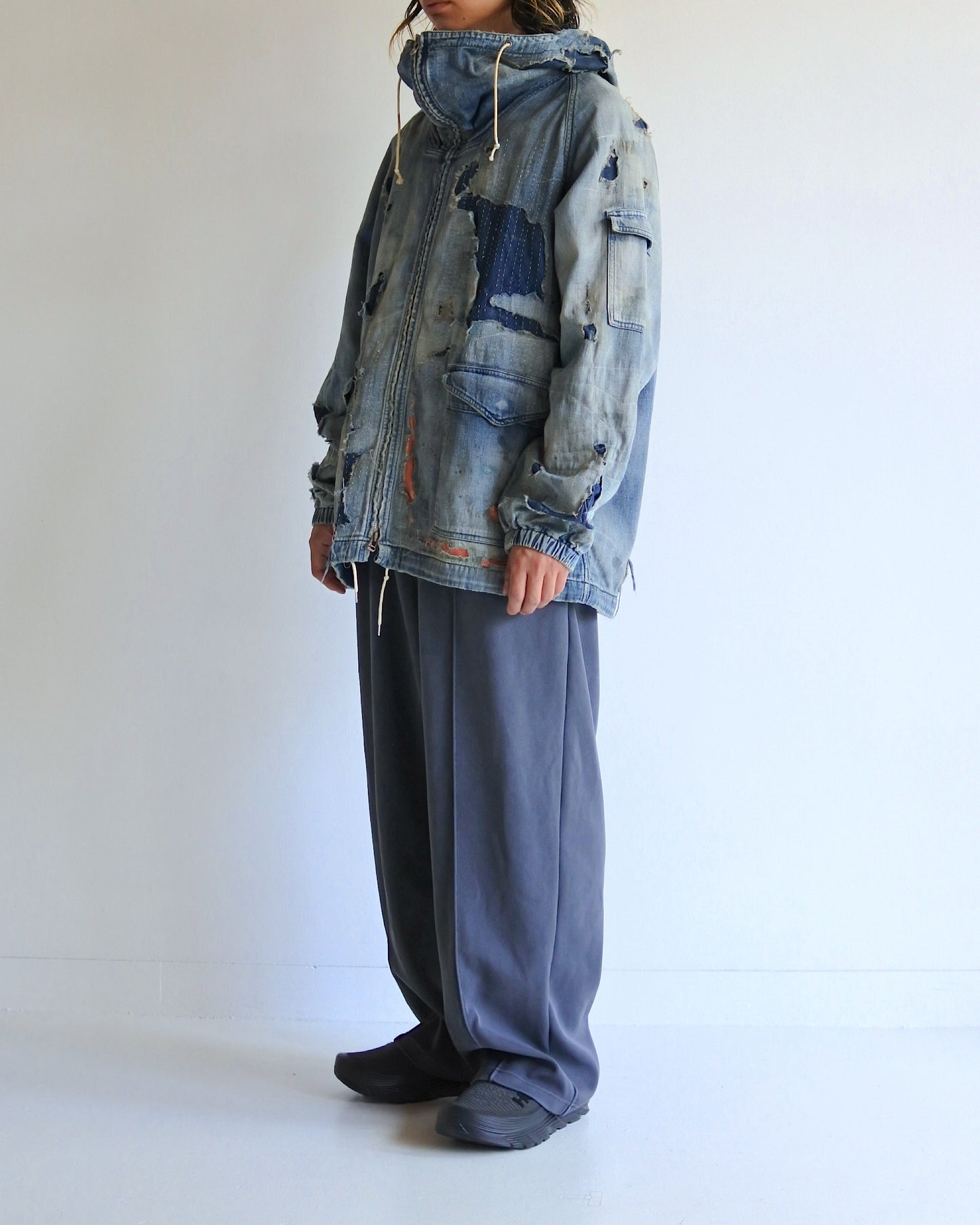 【ANACHRONORM - アナクロノーム】AN340-R DUAL DENIM REMAKED FULLZIP PARKA  / INDIGO (パーカー/インディゴ)