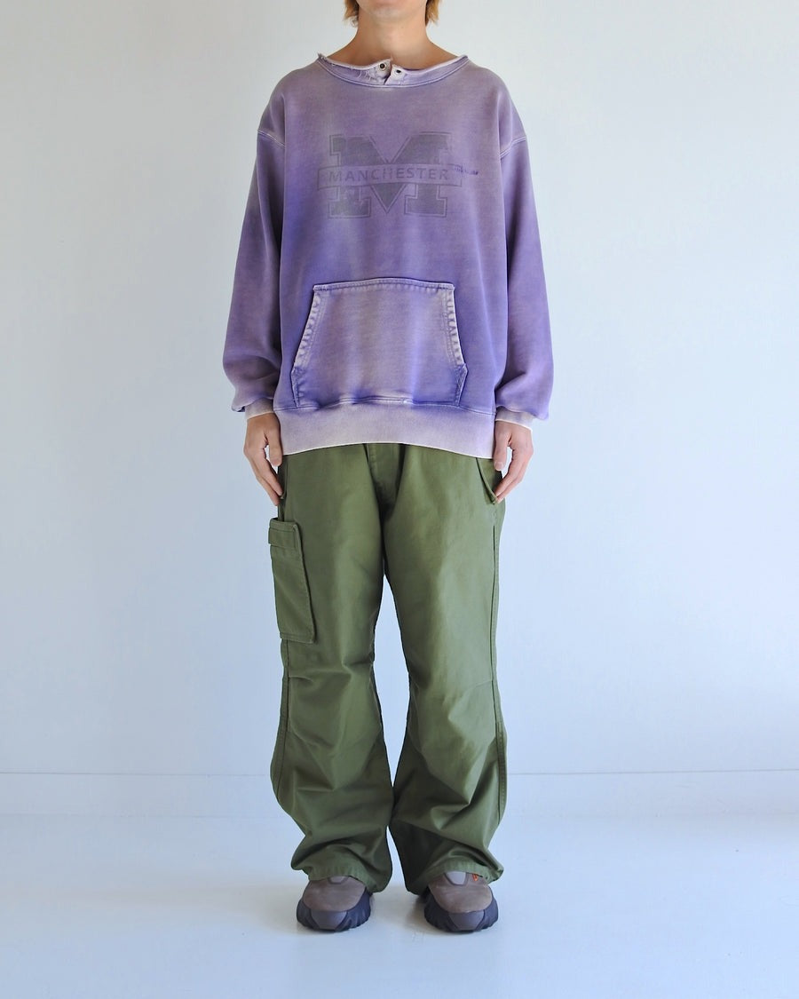 【ANACHRONORM - アナクロノーム】AN389 MANCHESTER PRINTED CUT-OFF SWEAT PARKA / NAVY (スウェット/ネイビー)