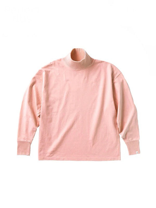 【Perfect ribs® - パーフェクトリブス】High Neck Side Slit Long Sleeve T Shirts / Pink(Tシャツ/ピンク)