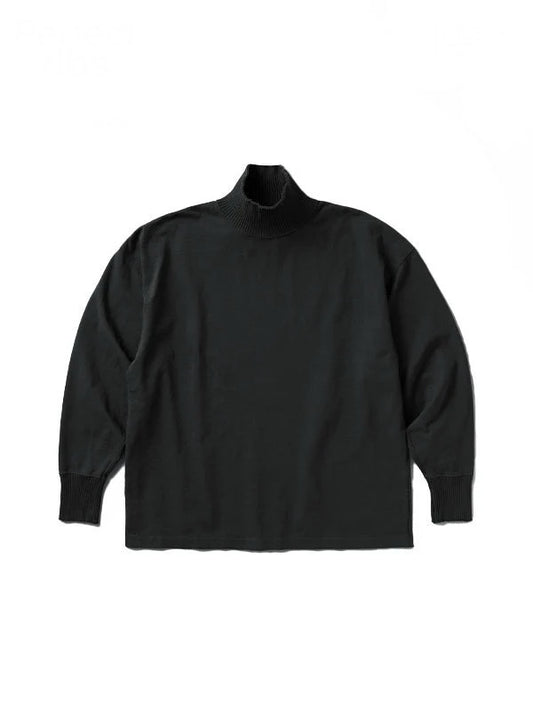 【Perfect ribs® - パーフェクトリブス】High Neck Side Slit Long Sleeve T Shirts / Black(Tシャツ/ブラック)