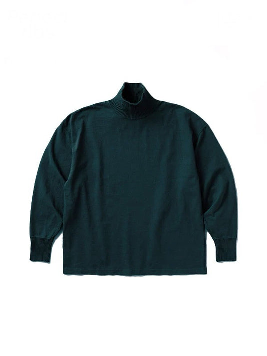 【Perfect ribs® - パーフェクトリブス】High Neck Side Slit Long Sleeve T Shirts / Charcoal Green (Tシャツ/チャコールグリーン)