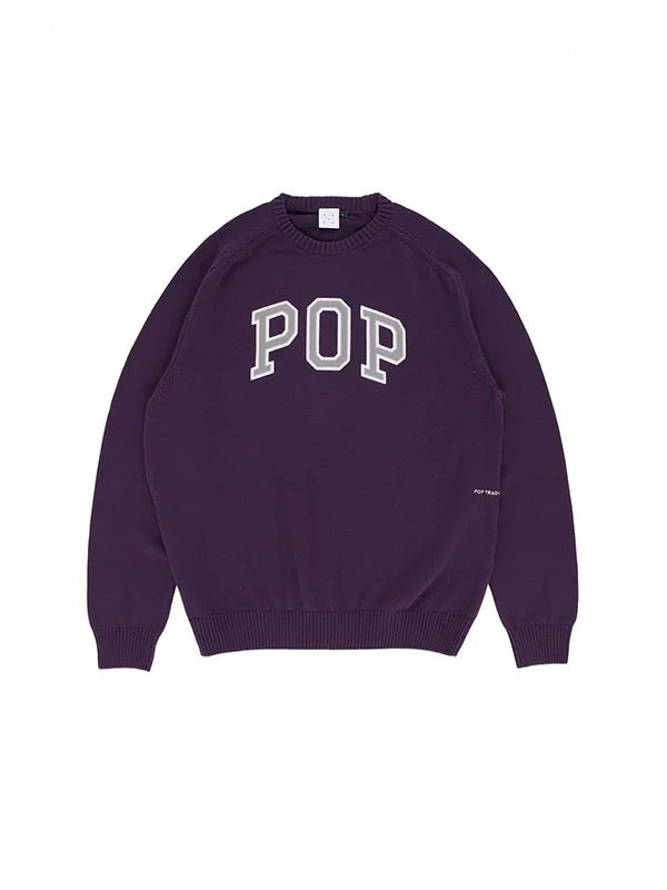 【POP TRADING COMPANY - ポップ トレーディング カンパニー】ARCH KNITTED CREWNECK MYSTERIOSO (ニット/パープル)