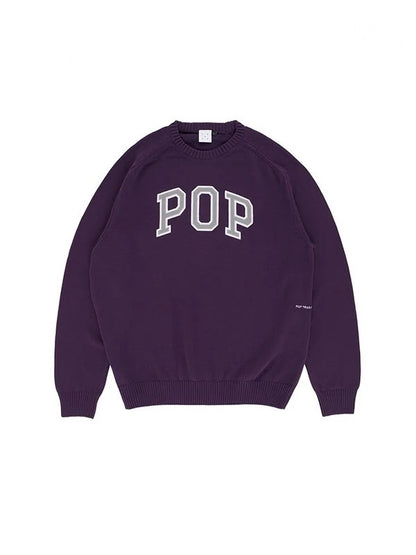 【POP TRADING COMPANY - ポップ トレーディング カンパニー】ARCH KNITTED CREWNECK MYSTERIOSO (ニット/パープル)