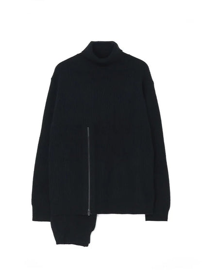 【Yohji Yamamoto POUR HOMME - ヨウジヤマモト プールオム】ZIPPER OPEN PLUCK CLOTH TURTLE NECK KNIT(セーター)