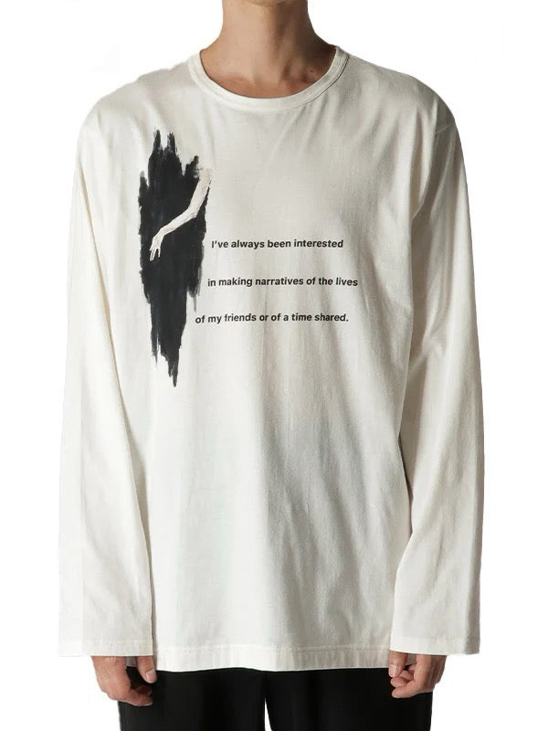 【Yohji Yamamoto POUR HOMME - ヨウジヤマモト プールオム】30/- COMBED SINGLE JERSEY PT LONG SLEEVE/ WHITE(Tシャツ)