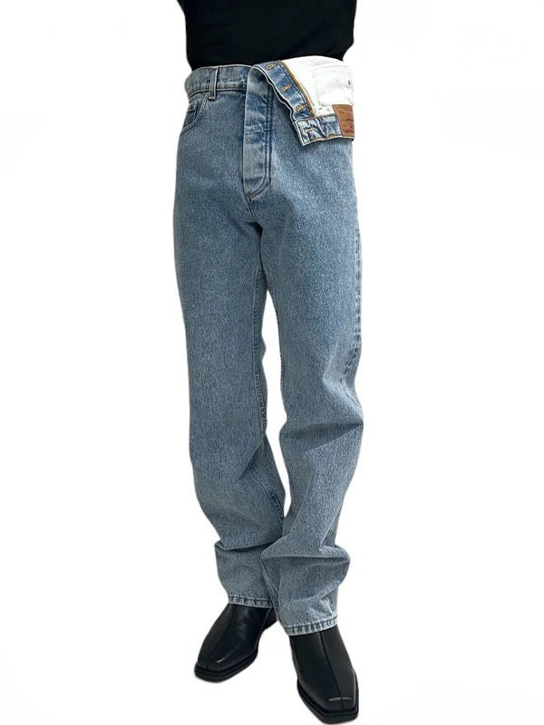 【Y/PROJECT - ワイプロジェクト】ASYMMETRIC WAIST JEANS / BLUE(デニムパンツ/ブルー)