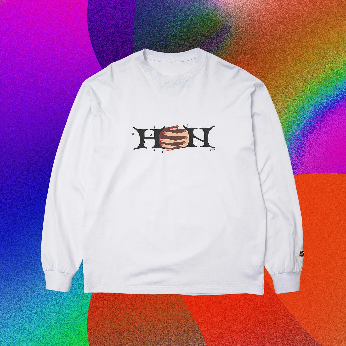 【Hombre Nino - オンブレニーニョ】L/S PRINT TEE (HANDS) / WHITE (ロンT/ホワイト)