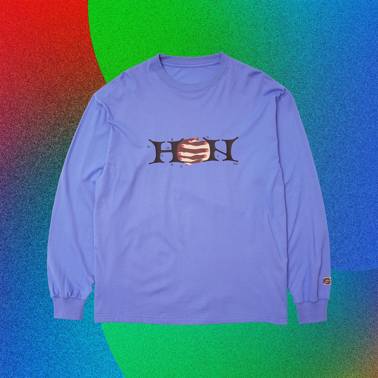 【Hombre Nino - オンブレニーニョ】L/S PRINT TEE (HANDS) / VIOLET (ロンT/バイオレット)