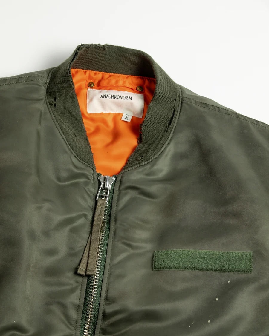【ANACHRONORM - アナクロノーム】AN395 DIRTY NYLON MA-1 / OLIVE (ジャケット/オリーブ)