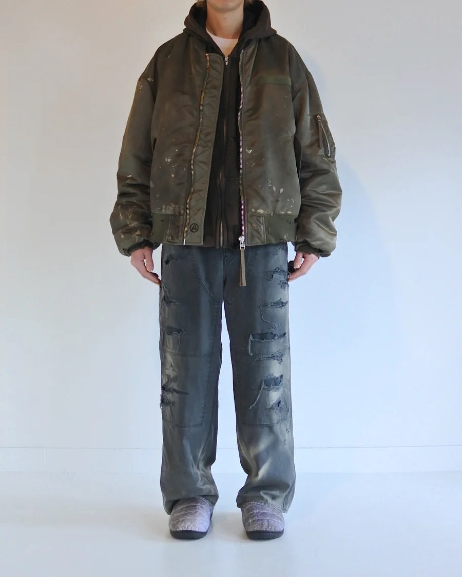 【ANACHRONORM - アナクロノーム】AN395 DIRTY NYLON MA-1 / OLIVE (ジャケット/オリーブ)