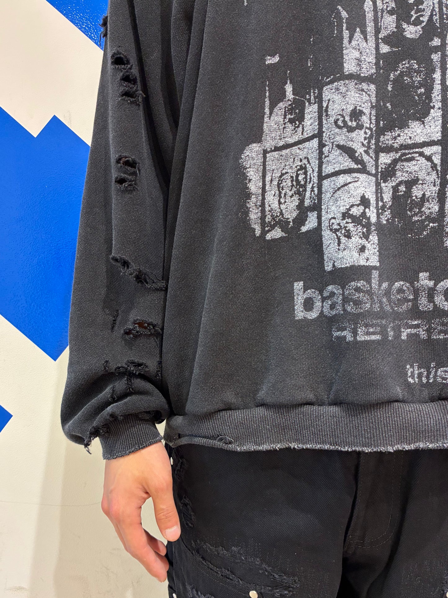 【BASKETCASE  - バスケットケース】RETREAT REPAIRED CREWNECK / VINTAGE BLACK (スウェット/ヴィンテージブラック)