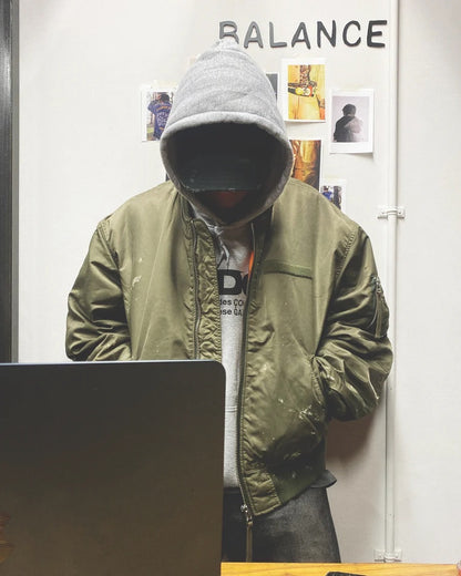 【ANACHRONORM - アナクロノーム】AN395 DIRTY NYLON MA-1 / OLIVE (ジャケット/オリーブ)