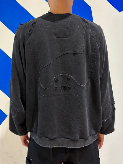 【BASKETCASE  - バスケットケース】RETREAT REPAIRED CREWNECK / VINTAGE BLACK (スウェット/ヴィンテージブラック)