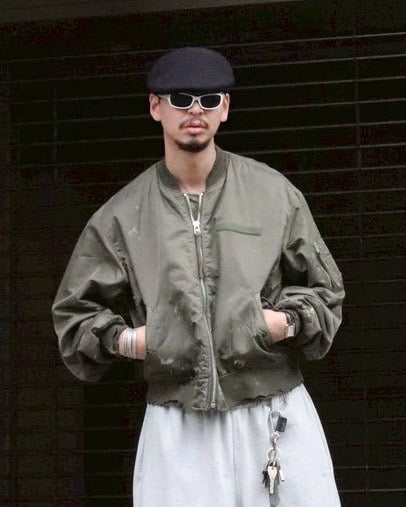 【ANACHRONORM - アナクロノーム】AN395 DIRTY NYLON MA-1 / OLIVE (ジャケット/オリーブ)