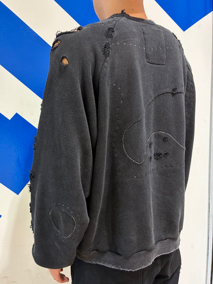 【BASKETCASE  - バスケットケース】RETREAT REPAIRED CREWNECK / VINTAGE BLACK (スウェット/ヴィンテージブラック)