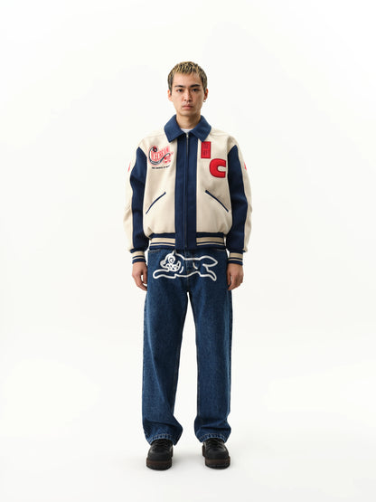 【ICE CREAM - アイスクリーム】CHECKOUT VAESITY JACKET / ECRU.BLUE (ジャケット/エクリュ/ブルー)