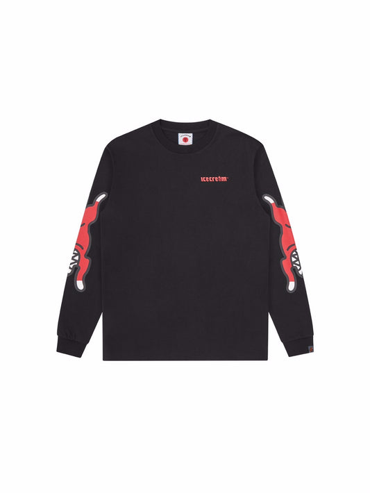 【ICE CREAM - アイスクリーム】 RUNNING DOG L/S T-SHIRT / BLACK (ロンT/ブラック)