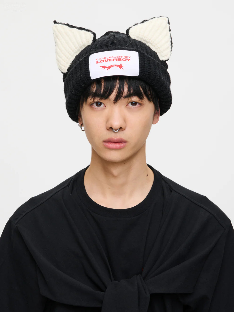 【Charles Jeffrey Loverboy - チャールズ ジェフリー ラバーボーイ】CHUNKY EARS BEANIE / BLACK ECRU (ビーニー/ブラックエクリュ)