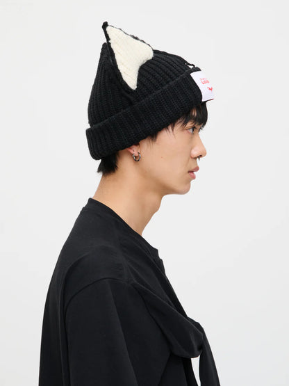 【Charles Jeffrey Loverboy - チャールズ ジェフリー ラバーボーイ】CHUNKY EARS BEANIE / BLACK ECRU (ビーニー/ブラックエクリュ)