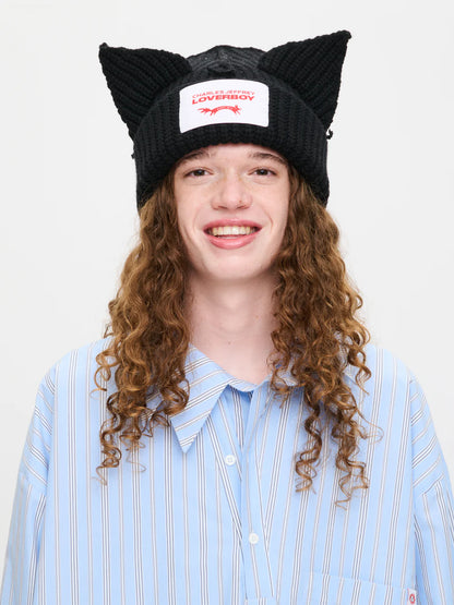 【Charles Jeffrey Loverboy - チャールズ ジェフリー ラバーボーイ】CHUNKY EARS BEANIE / BLACK (ビーニー/ブラック)