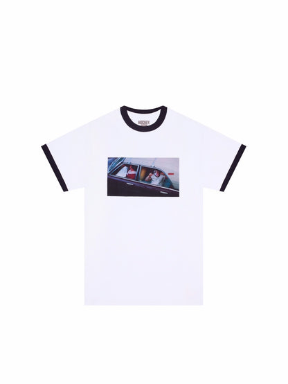 【HOCKEY - ホッケー 】 CAR KID TEE WHITE RINGER / WHITE (Tシャツ/ホワイト)