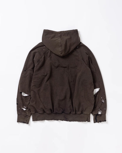 【ANACHRONORM - アナクロノーム】HARD DAMAGED INNER WAFFLE SWEAT PARKA / BLACK (フーディ/ブラック)