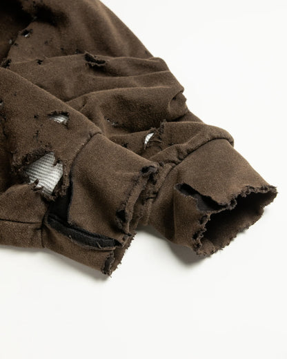 【ANACHRONORM - アナクロノーム】HARD DAMAGED INNER WAFFLE SWEAT PARKA / BLACK (フーディ/ブラック)