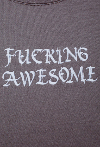 【Fucking Awesome- ファッキングオーサム】BRUNCH BE CANCELLED EMBROIDERED CREWNECK / GREY（スウェット/グレー)