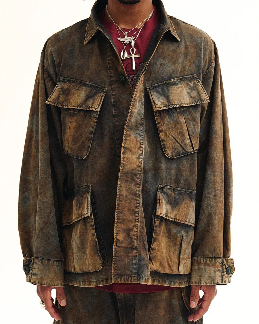 【ANACHRONORM - アナクロノーム】AN374-B SULFUR DYED RIPSTOP REALTREE FATIGUE JACKET / SULFUR BLACK (ジャケット/サルファーブラック)