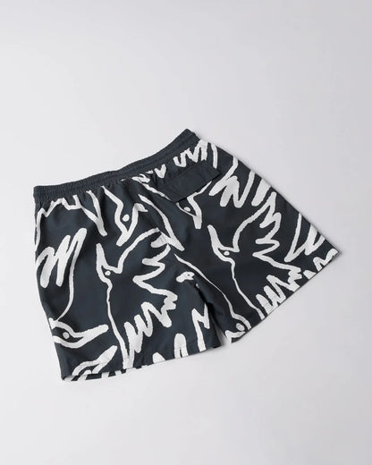 【by Parra - バイパラ】BIRDS FLY FREE SWIM SHORTS / BLACK (ショーツ/ブラック)