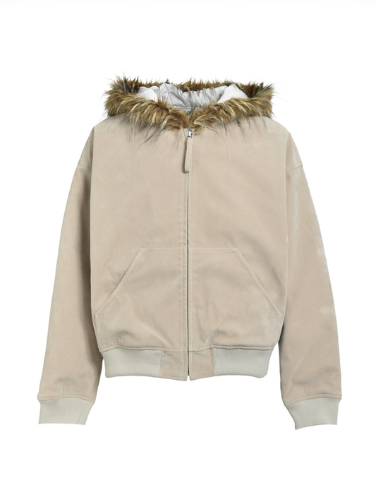 【BREATH - ブレス】  FAUX LEATHER FUR HOODED JACKET / BEIGE （ジャケット/ベージュ)