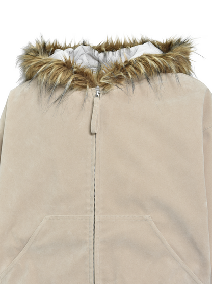 【BREATH - ブレス】  FAUX LEATHER FUR HOODED JACKET / BEIGE （ジャケット/ベージュ)