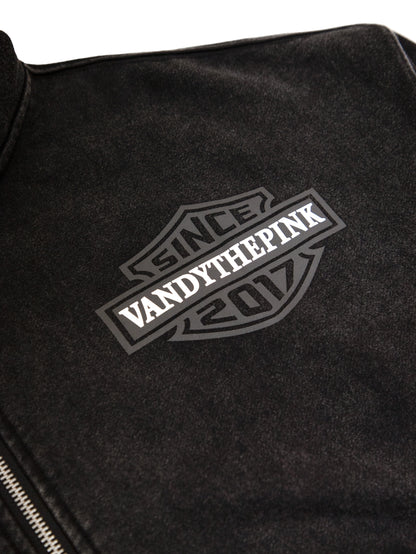 【VANDY THE PINK - ヴァンディー・ザ・ピンク】FLAME FLOWER BALL ZIP UP / BLACK (フーディー/ブラック)