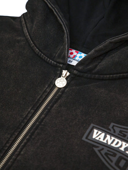 【VANDY THE PINK - ヴァンディー・ザ・ピンク】FLAME FLOWER BALL ZIP UP / BLACK (フーディー/ブラック)