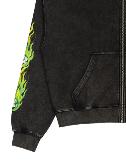 【VANDY THE PINK - ヴァンディー・ザ・ピンク】FLAME FLOWER BALL ZIP UP / BLACK (フーディー/ブラック)