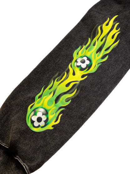 【VANDY THE PINK - ヴァンディー・ザ・ピンク】FLAME FLOWER BALL ZIP UP / BLACK (フーディー/ブラック)