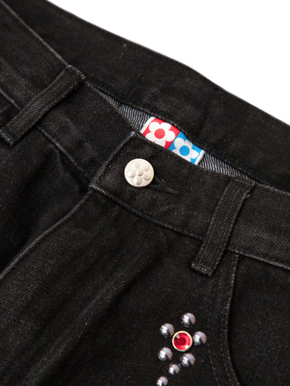 【VANDY THE PINK - ヴァンディー・ザ・ピンク】COTTON TWILL STUD PANTS / BLACK (パンツ/ブラック)