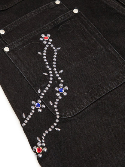 【VANDY THE PINK - ヴァンディー・ザ・ピンク】COTTON TWILL STUD PANTS / BLACK (パンツ/ブラック)