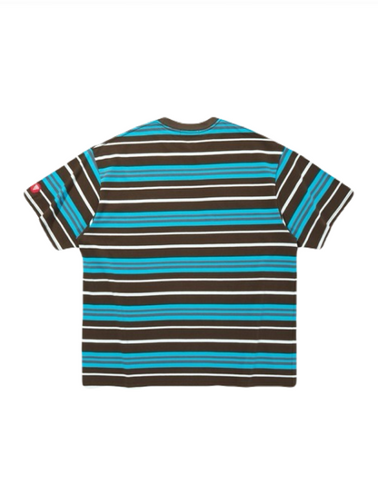 【ICE CREAM - アイスクリーム】EMBROIDERED LOGO MULTI BORDER T-SHIRT / BROWN/BLUE (Tシャツ/ブラウン/ブルー)