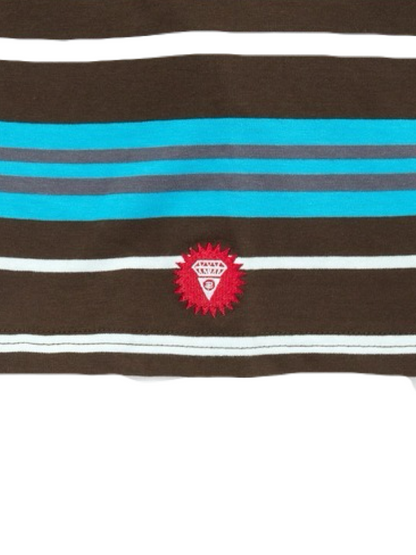 【ICE CREAM - アイスクリーム】EMBROIDERED LOGO MULTI BORDER T-SHIRT / BROWN/BLUE (Tシャツ/ブラウン/ブルー)