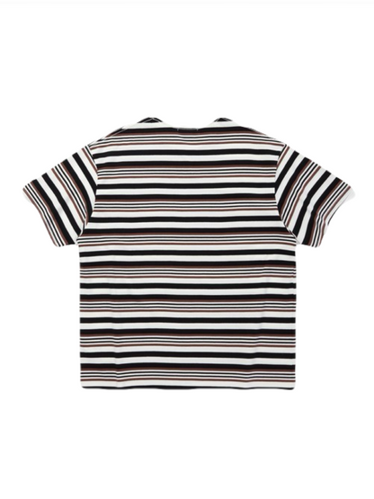 【ICE CREAM - アイスクリーム】EMBROIDERED LOGO MULTI BORDER T-SHIRT / BROWN/WHITE (Tシャツ/ブラウン/ホワイト)