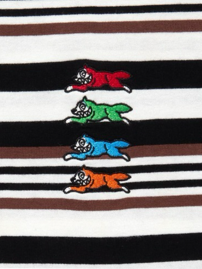【ICE CREAM - アイスクリーム】EMBROIDERED LOGO MULTI BORDER T-SHIRT / BROWN/WHITE (Tシャツ/ブラウン/ホワイト)
