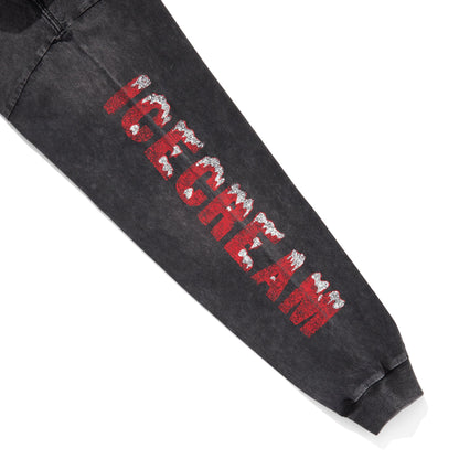 【ICE CREAM - アイスクリーム】DAMAGE COTTON L/S T-SHIRT RUNNING DOG / BLACK (L/S/ブラック)